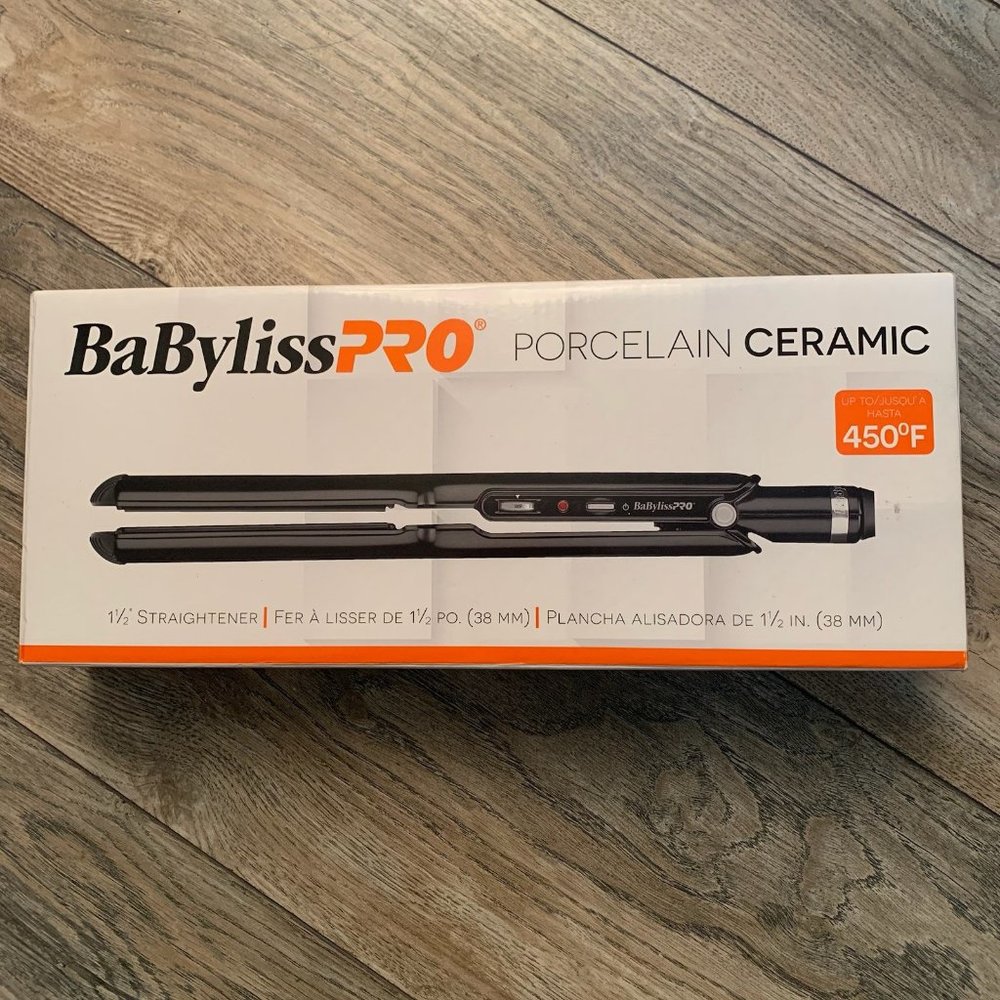 NEW BABYLISSPRO PORCELAIN CERAMIC HAIR FLAT IRON STRAIGHTENER 1 1/2"